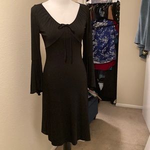 Black Express Midi dress with bell sleeves